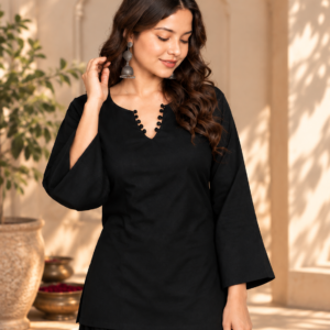 Kaal Raatri Black Minimal Kurta Palazzo Set – BADARAA